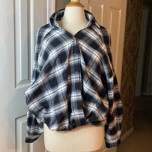 Shein Black & White Flannel Shirt Size Medium in Like New Condition